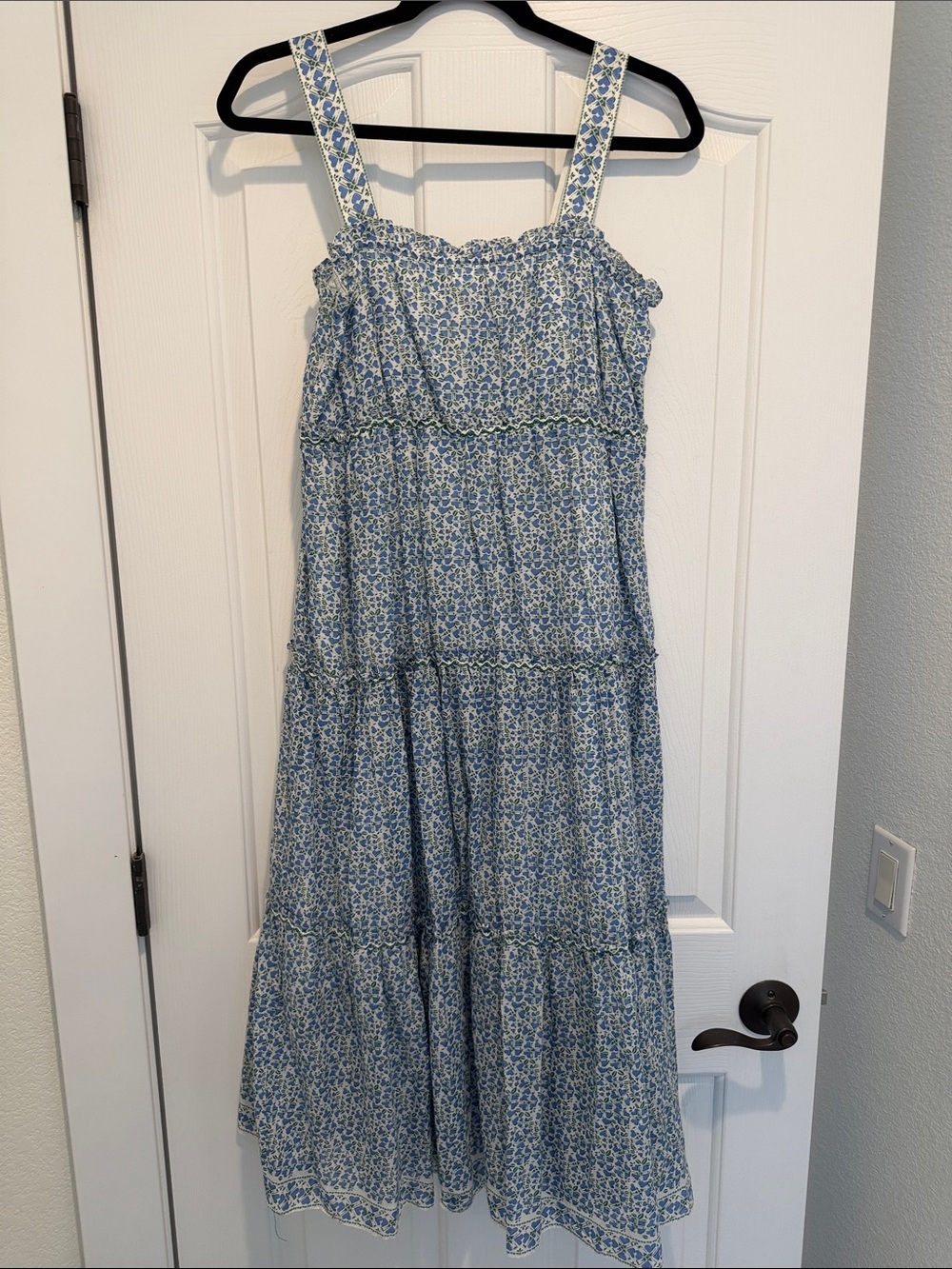 NWT Max Studio Blue Floral Boho Tiered Sundress lined